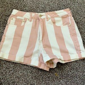 Pink & White striped jeans shorts